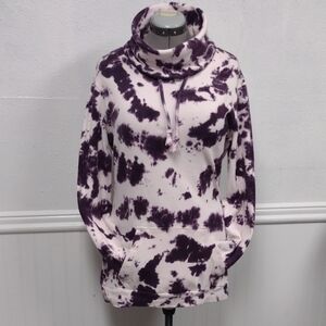 Lily & Lottie Women's Purple Tie-Dye Cowl Neck Sweatshirt